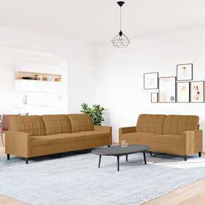 Sedežna garnitura 2-delna z blazinami rjav žamet