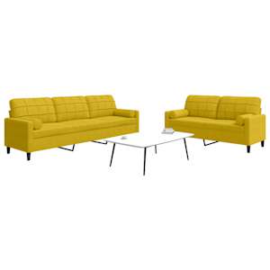 Sedežna garnitura 2-delna z blazinami rumen žamet