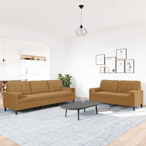 Sedežna garnitura 2-delna z blazinami rjav žamet