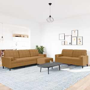 Sedežna garnitura 3-delna z blazinami rjav žamet