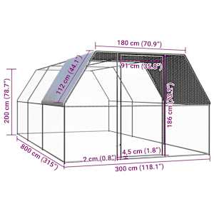 Klec pro kuřata 3 x 8 x 2 m pozinkovaná ocel - obrázek 5