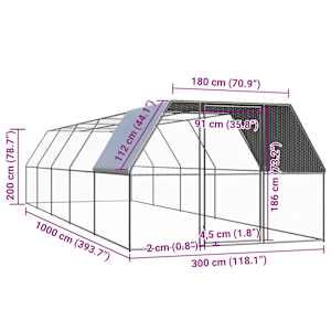 Klec pro kuřata 3 x 10 x 2 m pozinkovaná ocel - obrázek 5
