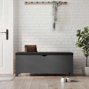 Úložný box s polštářem šedý 105 x 40 x 45 cm
