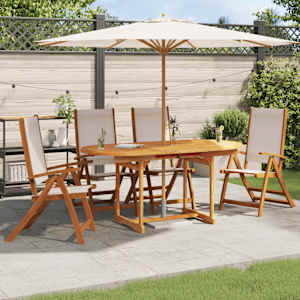 Zložljivi vrtni stoli 4 kosi trden akacijev les in teksti1