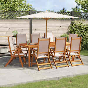 Zložljivi vrtni stoli 8 kosov trden akacijev les in tekstil