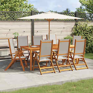 Zložljivi vrtni stoli 8 kosov trden akacijev les in tekstil