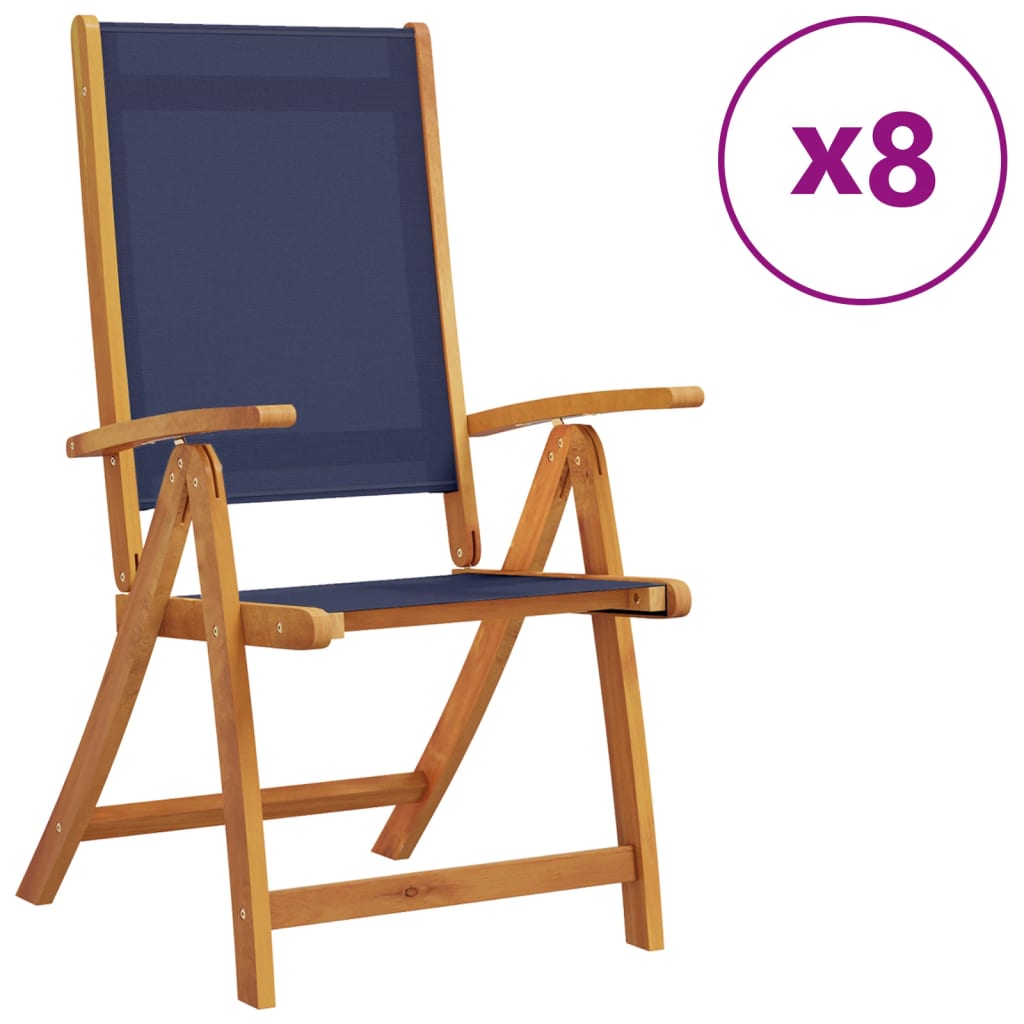 vidaXL Skládací zahradní židle 8 ks masivní akáciové dřevo a textilen