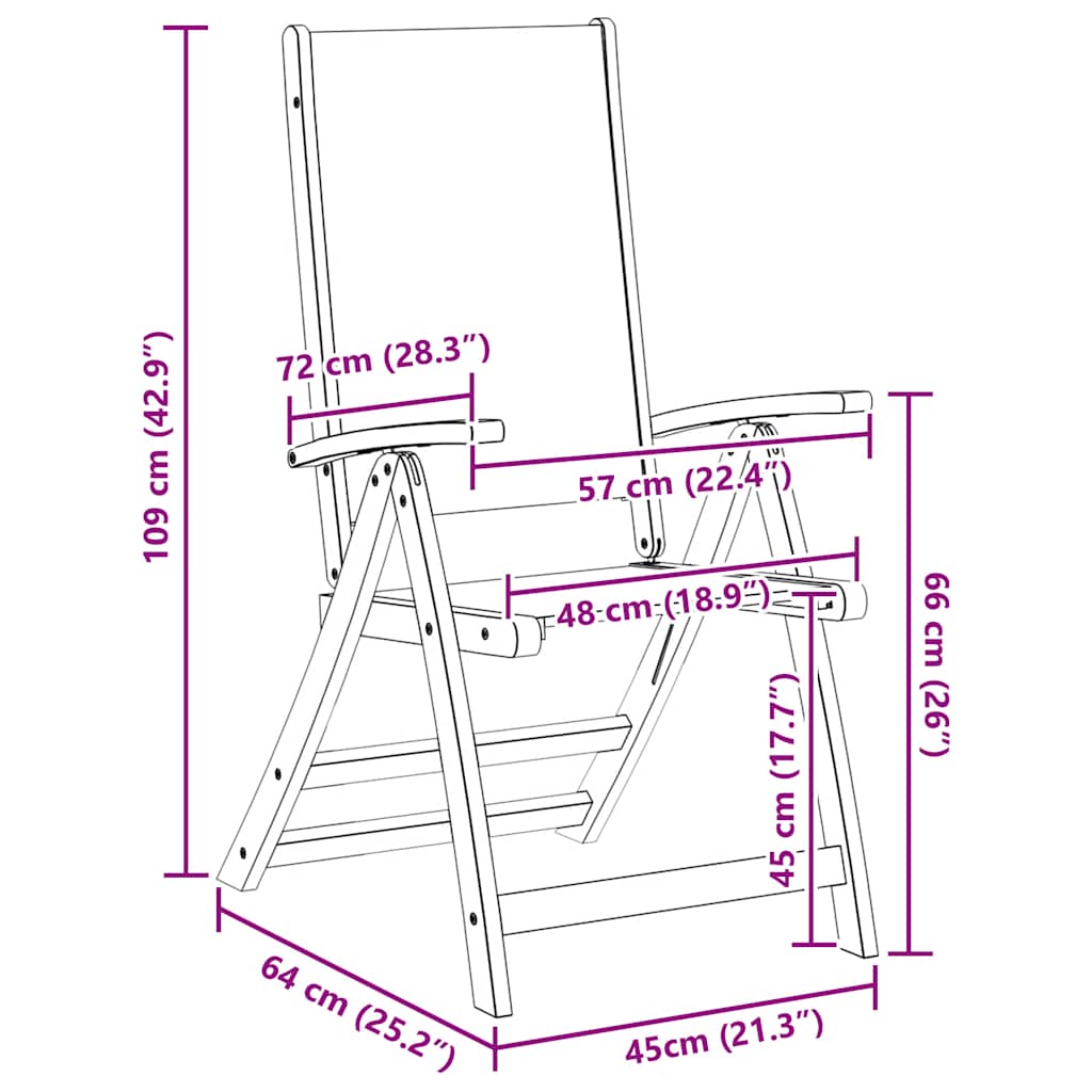 Tuinstoelen inklapbaar 6 st massief acaciahout en textileen image 12