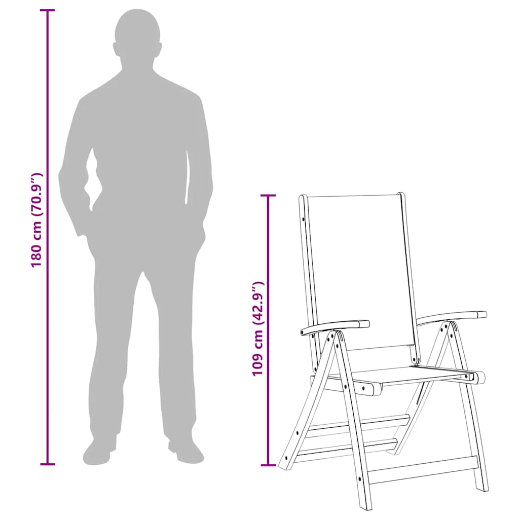 Tuinstoelen inklapbaar 6 st massief acaciahout en textileen image 13
