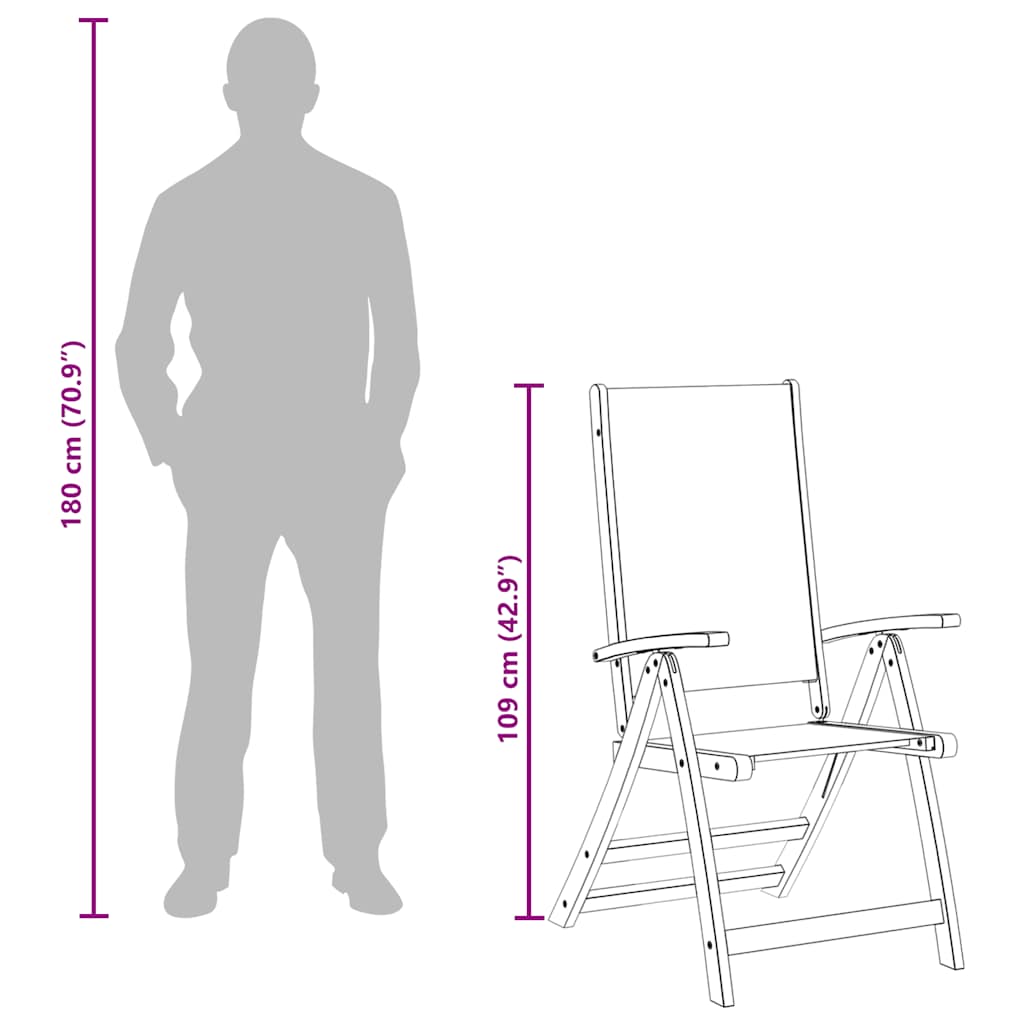 Tuinstoelen inklapbaar 8 st massief acaciahout en textileen image 13