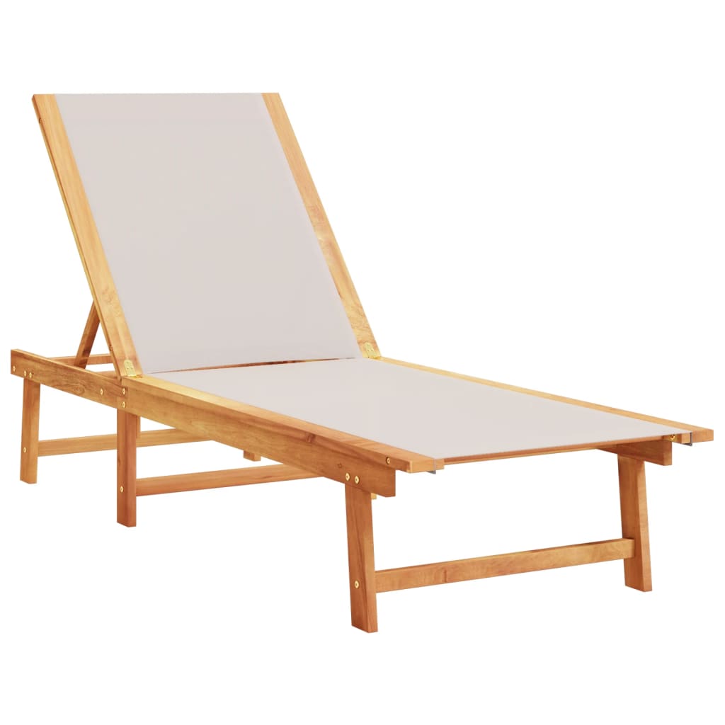vidaXL Ligbedden 2 st met tafel massief acaciahout en textileen grijs afbeelding