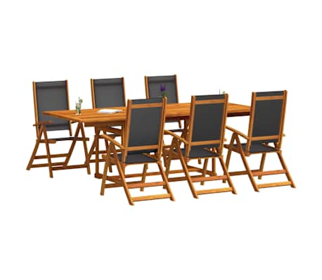 vidaXL Sodo valgomojo komplektas, 7 dalių, akacija ir tekstilenas