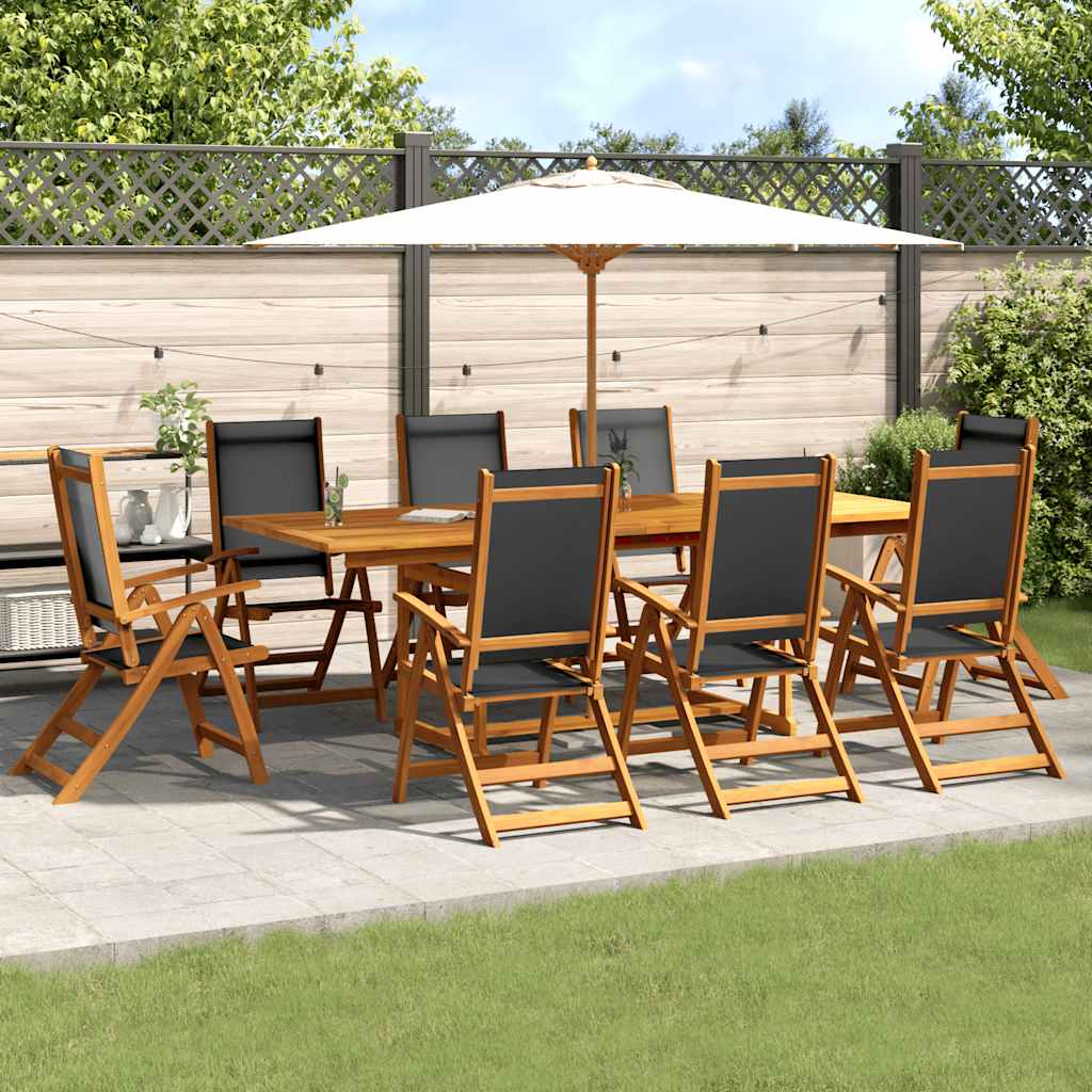 vidaXL Set mobilier de grădină, 9 piese, lemn masiv acacia/textilenă