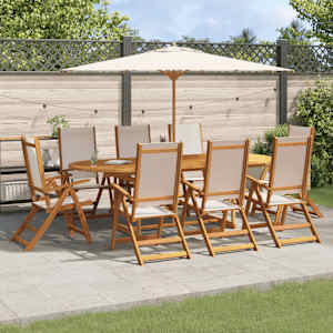 Vrtna jedilna garnitura 9-delna trden akacijev les in tekstilen