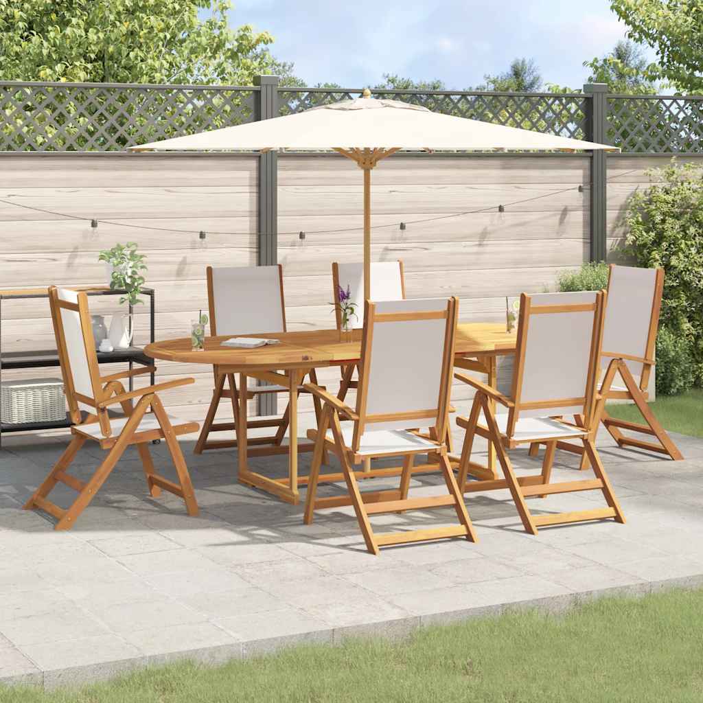 vidaXL Set mobilier de grădină, 7 piese, lemn masiv acacia/textilenă