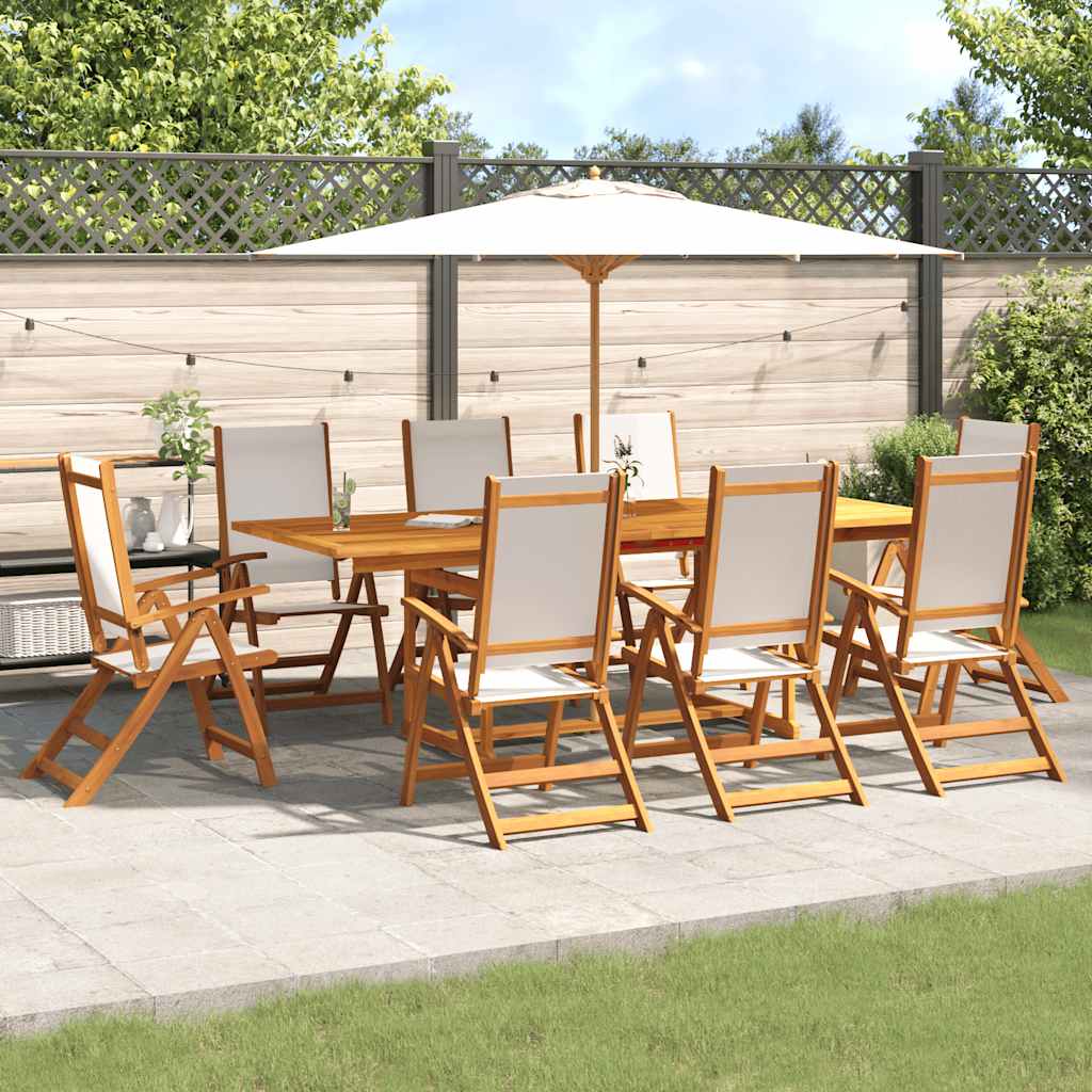 vidaXL Set mobilier de grădină, 9 piese, lemn masiv acacia/textilenă