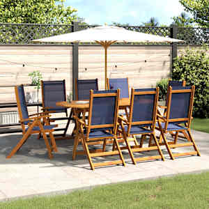 Vrtna jedilna garnitura 9-delna trden akacijev les in tekstilen