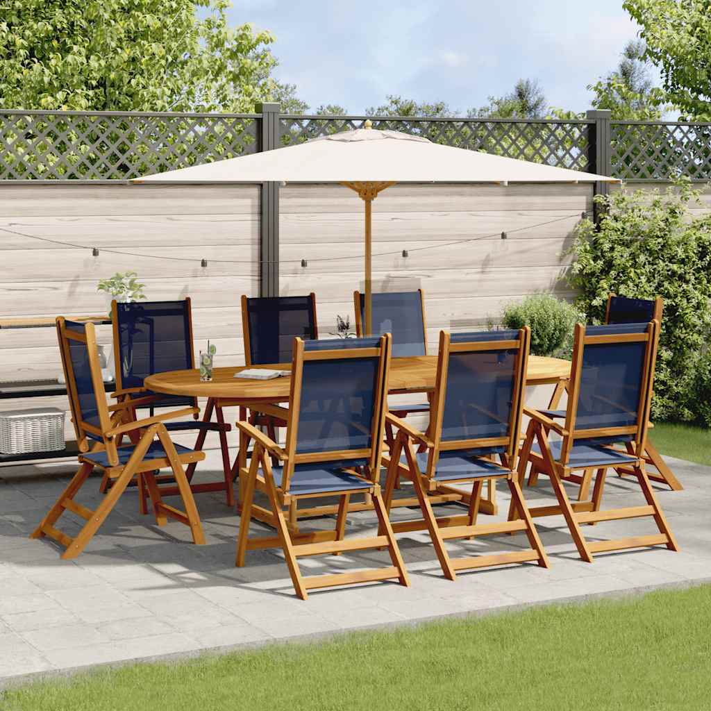 vidaXL Set mobilier de grădină, 9 piese, lemn masiv acacia/textilenă