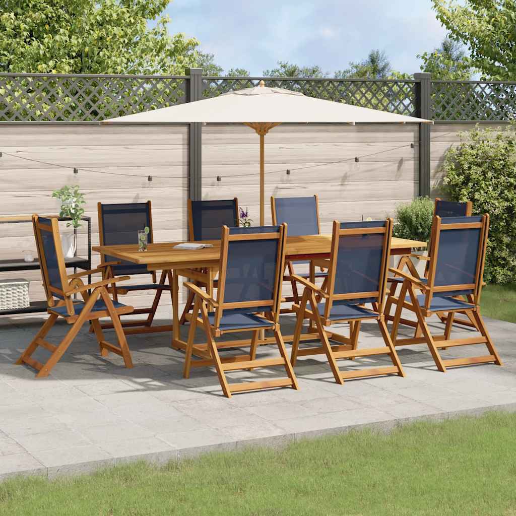 vidaXL Set mobilier de grădină, 9 piese, lemn masiv acacia/textilenă