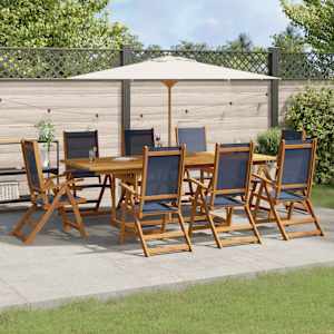 Vrtna jedilna garnitura 9-delna trden akacijev les in tekstilen