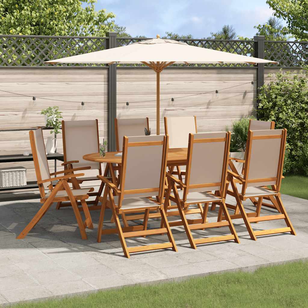vidaXL Set mobilier de grădină, 9 piese, lemn masiv acacia/textilenă