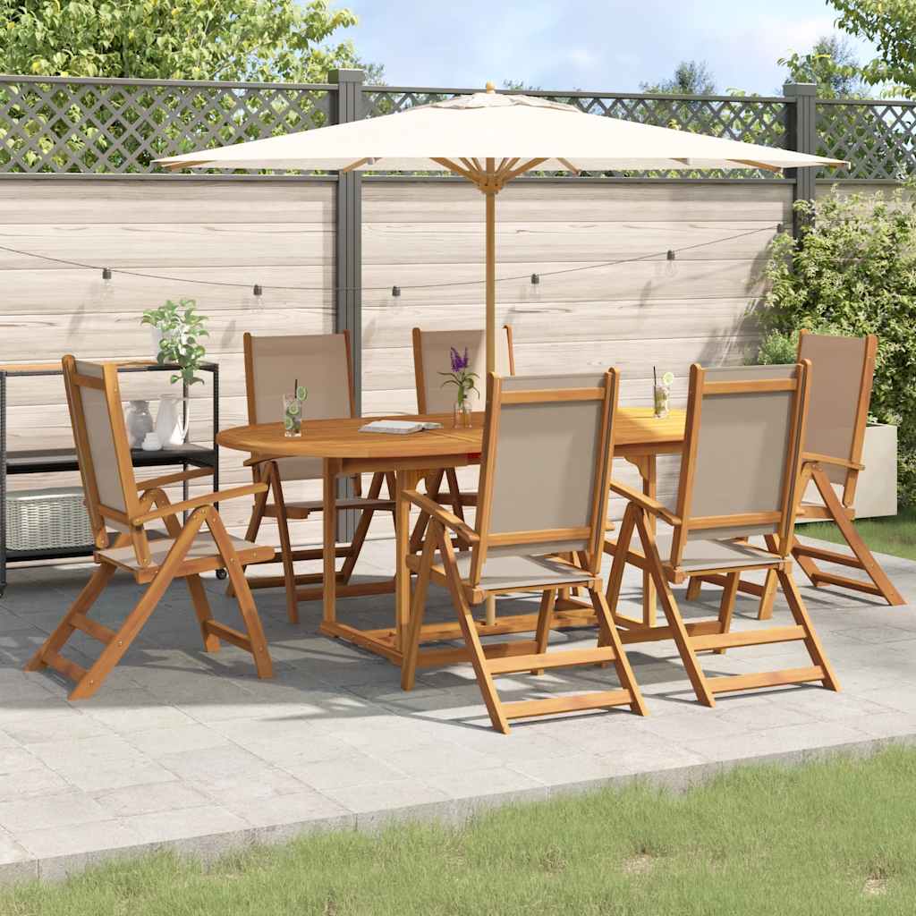 vidaXL Set mobilier de grădină, 7 piese, lemn masiv acacia/textilenă