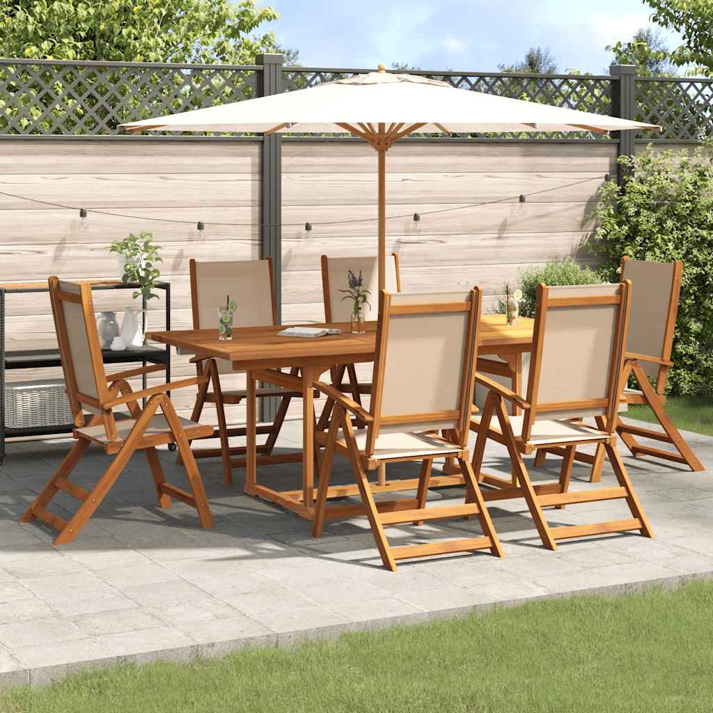 vidaXL Set mobilier de grădină, 7 piese, lemn masiv acacia/textilenă