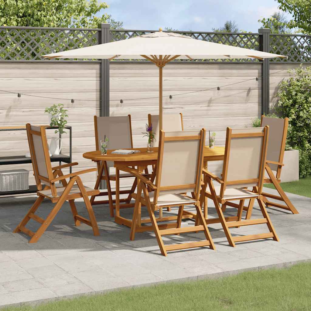 vidaXL Set mobilier de grădină, 7 piese, lemn masiv acacia/textilenă