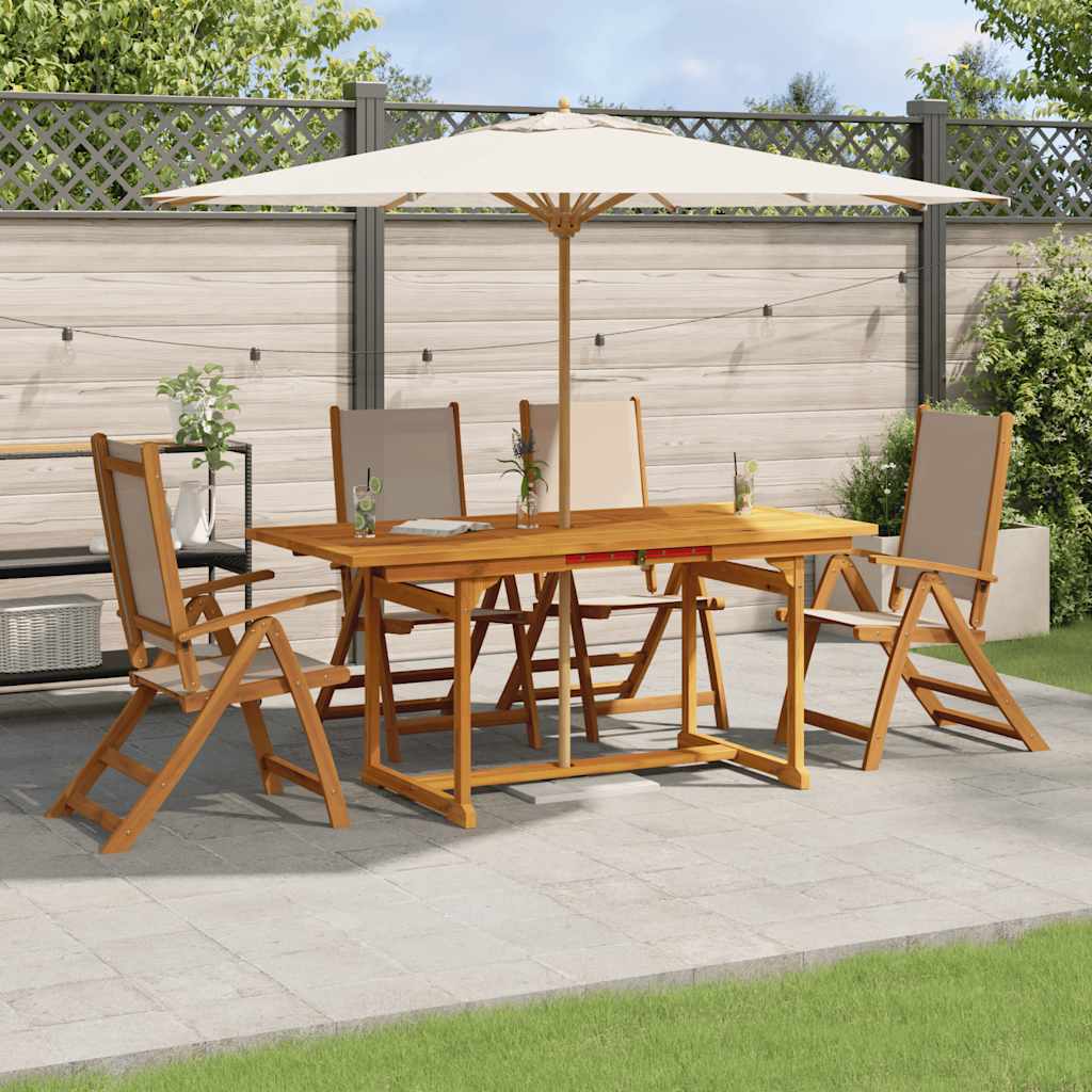 vidaXL Set mobilier de grădină, 5 piese, lemn masiv acacia/textilenă