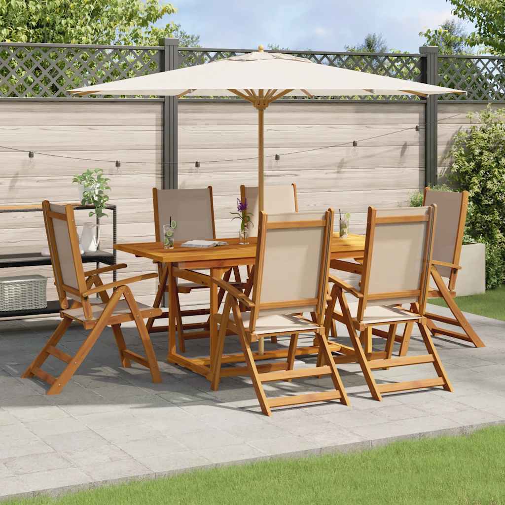 vidaXL Set mobilier de grădină, 7 piese, lemn masiv acacia/textilenă
