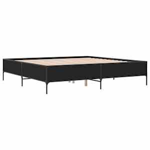 Rám postele černý 200 x 200 cm kompozitní dřevo a kov - obrázek 3