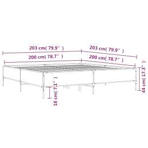 Rám postele kouřový dub 200 x 200 cm kompozitní dřevo a kov - obrázek 9