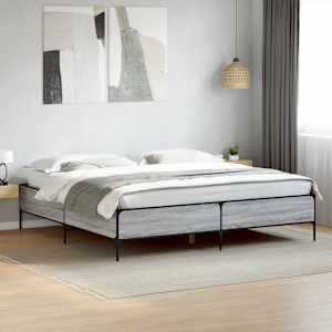 Rám postele šedý sonoma 200 x 200 cm kompozitní dřevo a kov - obrázek 1