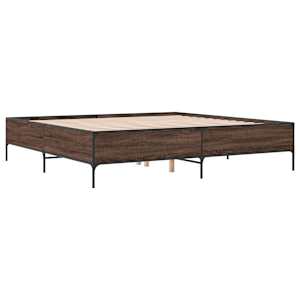 Rám postele hnědý dub 200 x 200 cm kompozitní dřevo a kov - obrázek 3