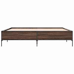 Rám postele hnědý dub 200 x 200 cm kompozitní dřevo a kov - obrázek 4