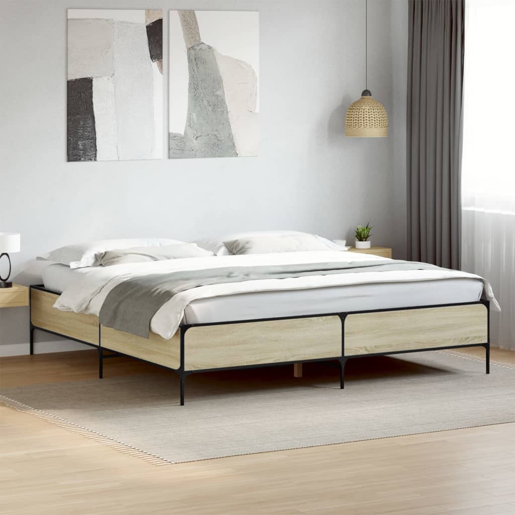 Sengeramme Konstrueret Træ Og Metal Sonoma-Eg - 44 cm / 180 x 200 cm