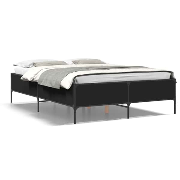 vidaXL voodiraam, must, 120 x 200 cm, tehispuit ja metall