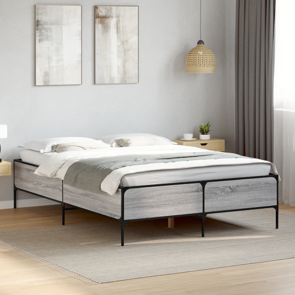Sengestel Konstrueret Træ Og Metal Grå Sonoma-Eg - 44 cm / 120 x 200 cm