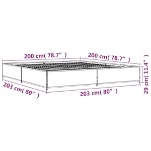 Rám postele hnědý dub 200 x 200 cm kompozitní dřevo a kov - obrázek 9