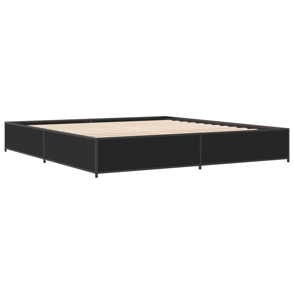 vidaXL Bedframe bewerkt hout metaal zwart 180x200 cm afbeelding