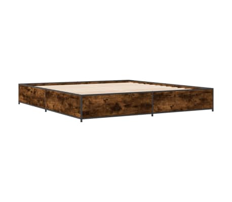 vidaXL Sengeramme røkt eik 180x200 cm konstruert tre og metall