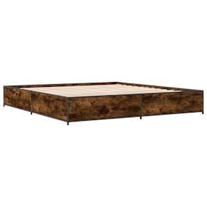 vidaXL Sengeramme røkt eik 180x200 cm konstruert tre og metall