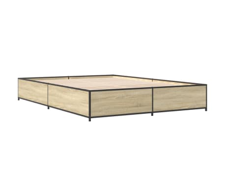 vidaXL sonoma t&ouml;lgysz&iacute;nű szerelt fa &eacute;s f&eacute;m &aacute;gykeret 120 x 200 cm