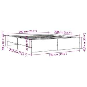 Rám postele černý 200 x 200 cm kompozitní dřevo a kov - obrázek 9