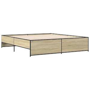 Rám postele dub sonoma 200 x 200 cm kompozitní dřevo a kov - obrázek 3