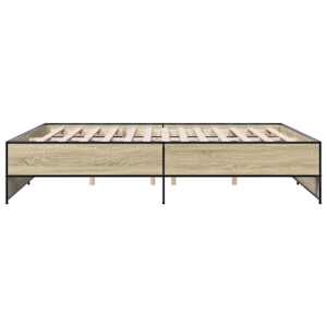 Rám postele dub sonoma 200 x 200 cm kompozitní dřevo a kov - obrázek 5