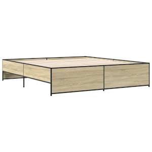 Rám postele dub sonoma 200 x 200 cm kompozitní dřevo a kov - obrázek 6