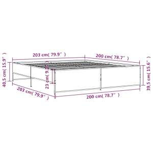 Rám postele dub sonoma 200 x 200 cm kompozitní dřevo a kov - obrázek 9