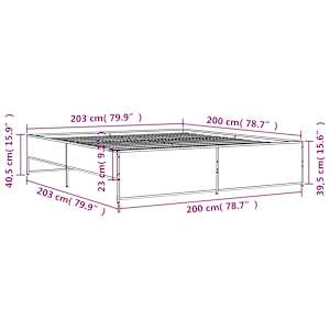 Rám postele šedý sonoma 200 x 200 cm kompozitní dřevo a kov - obrázek 9