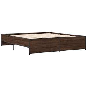 Rám postele hnědý dub 200 x 200 cm kompozitní dřevo a kov - obrázek 3